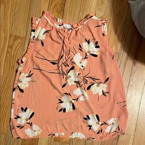 Liz Claiborne Orange Sleeveless Blouse with Ruffled Tie Front